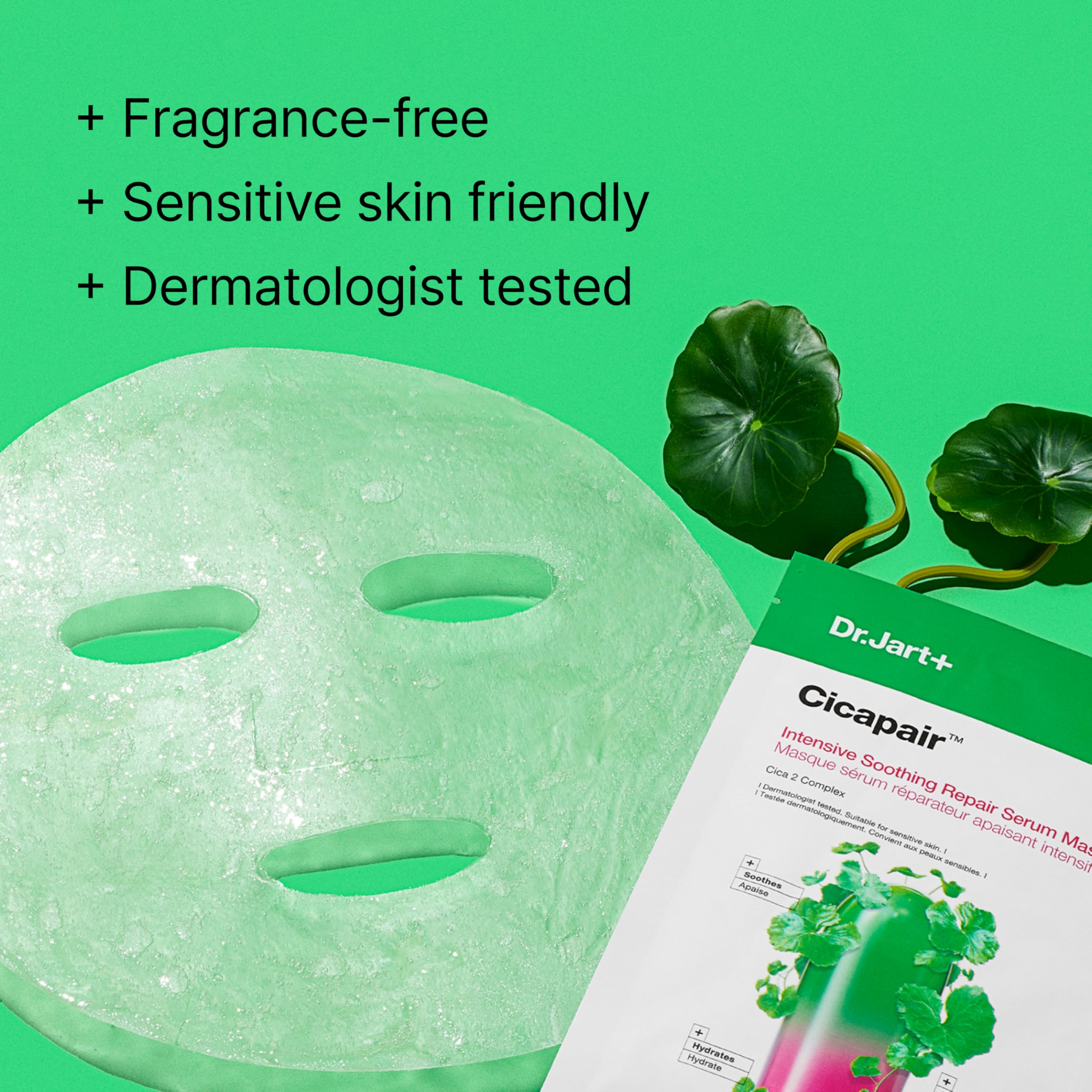 Dr.Jart+ ingredient label focusing on Centella Asiatica and calming benefits