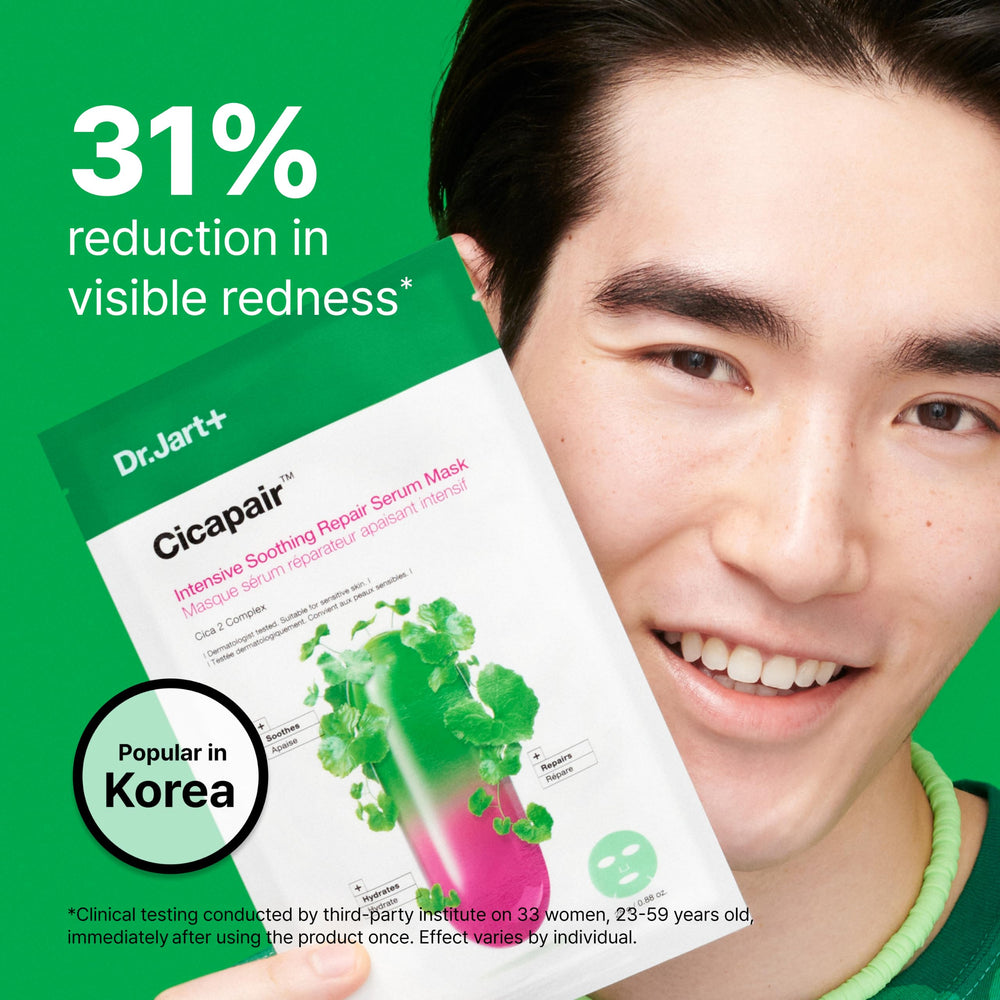 Dr.Jart+ cellulose mask texture close-up showing cooling fit benefit