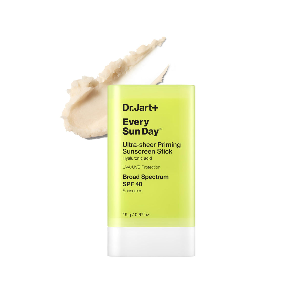 Dr.Jart+ stick front packaging shows compact SPF 40 convenience