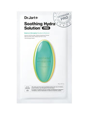 Dr.Jart+ front pouch showing travel-size sheet mask and calming design for quick relief