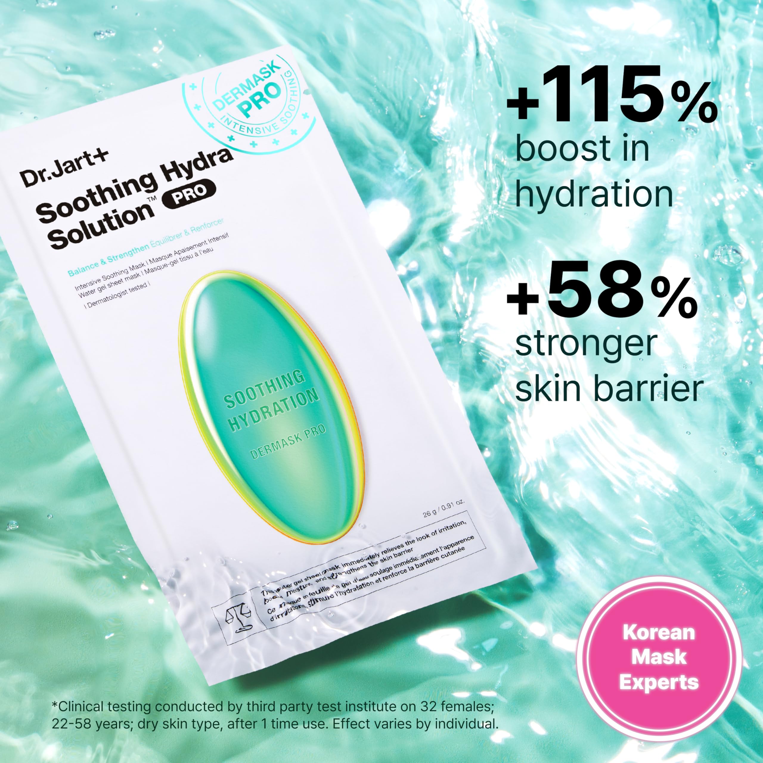 Dr.Jart+ gel sheet close-up texture illustrating cooling water-gel for instant comfort