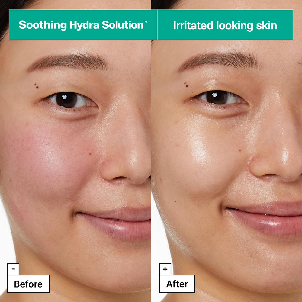 Person applying Dr.Jart+ mask demonstrating soothing effect and visible hydration benefit