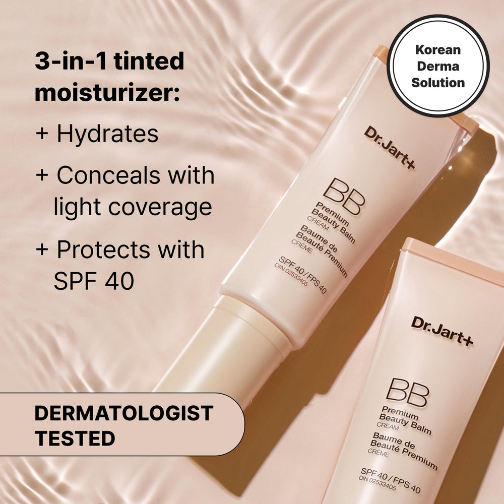 Dr.Jart+ on model medium-tan showing natural finish and tone evening