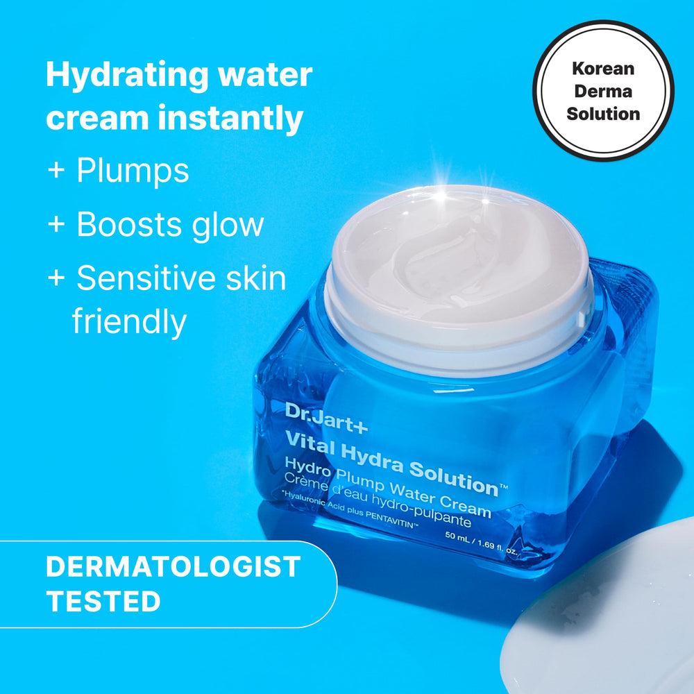 Dr.Jart+ cream on fingertip demonstrating easy spread and hydration