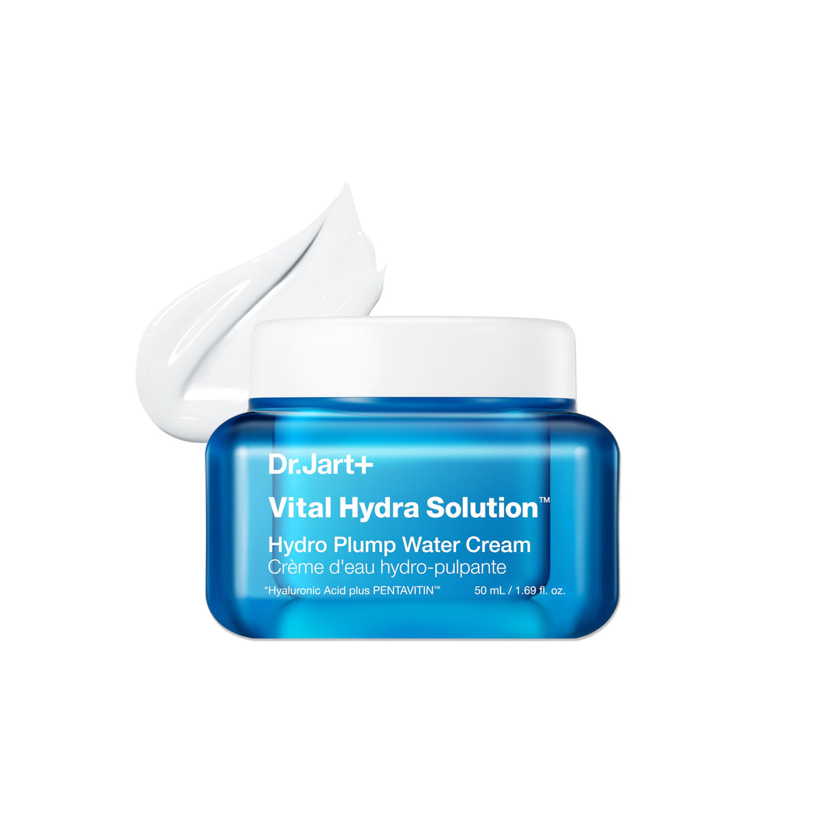 Dr.Jart+ jar front view showing sleek pack and hydrating benefit