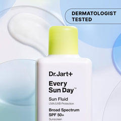 Dr.Jart+ fluid texture swirled on white background showing lightweight spreadability