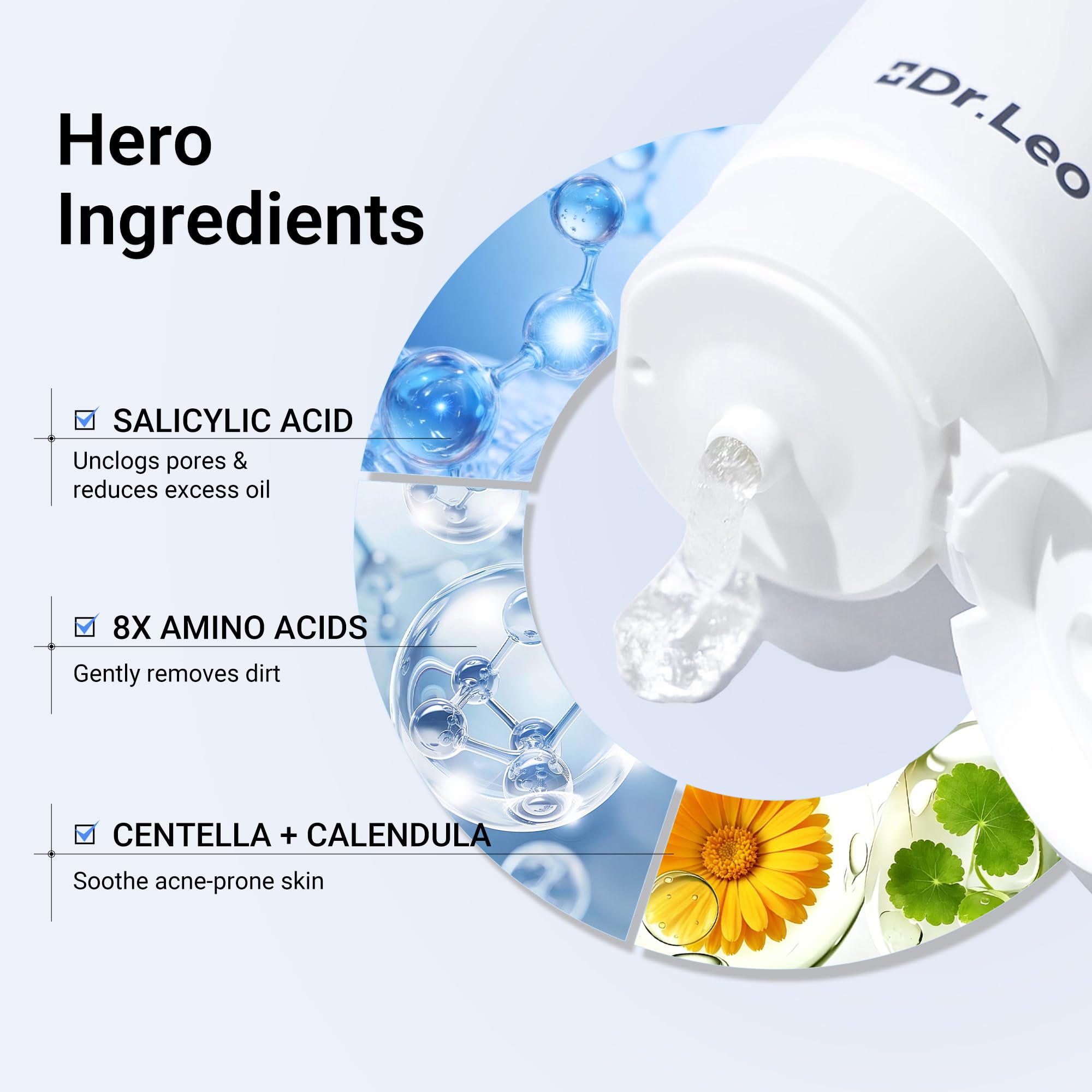 Dr.Leo dense foam lather on palm offering thorough soft cleanse