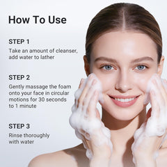 Dr.Leo cleanser in hand showing 2.7oz scale for travel convenience