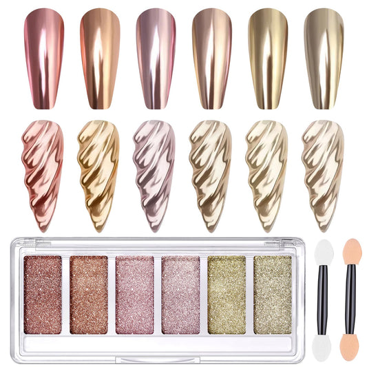 DRMODE front palette showing six metallic chrome colors and compact case for travel