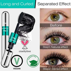 DRMODE before and after lashes demonstrating dramatic length and fuller lash benefit