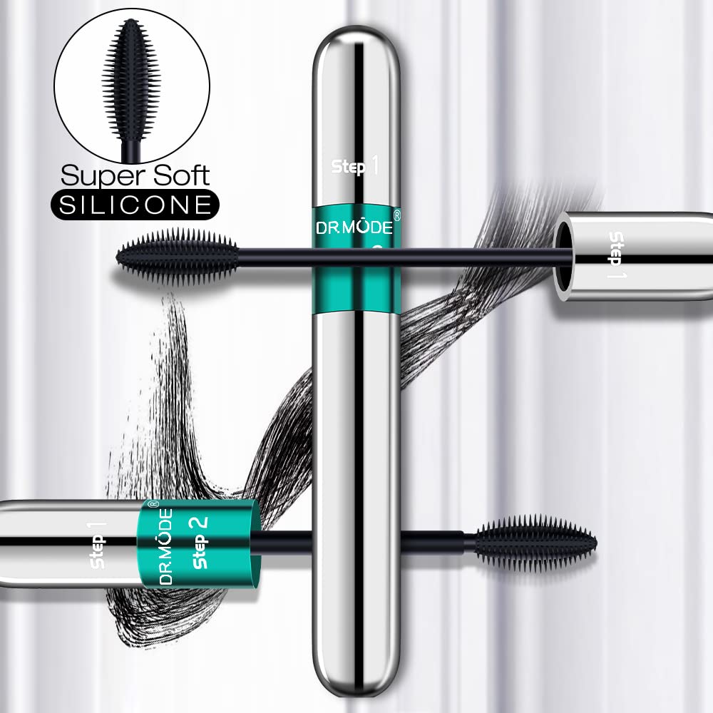 DRMODE black swatch of mascara on skin showing rich pigment and smooth application