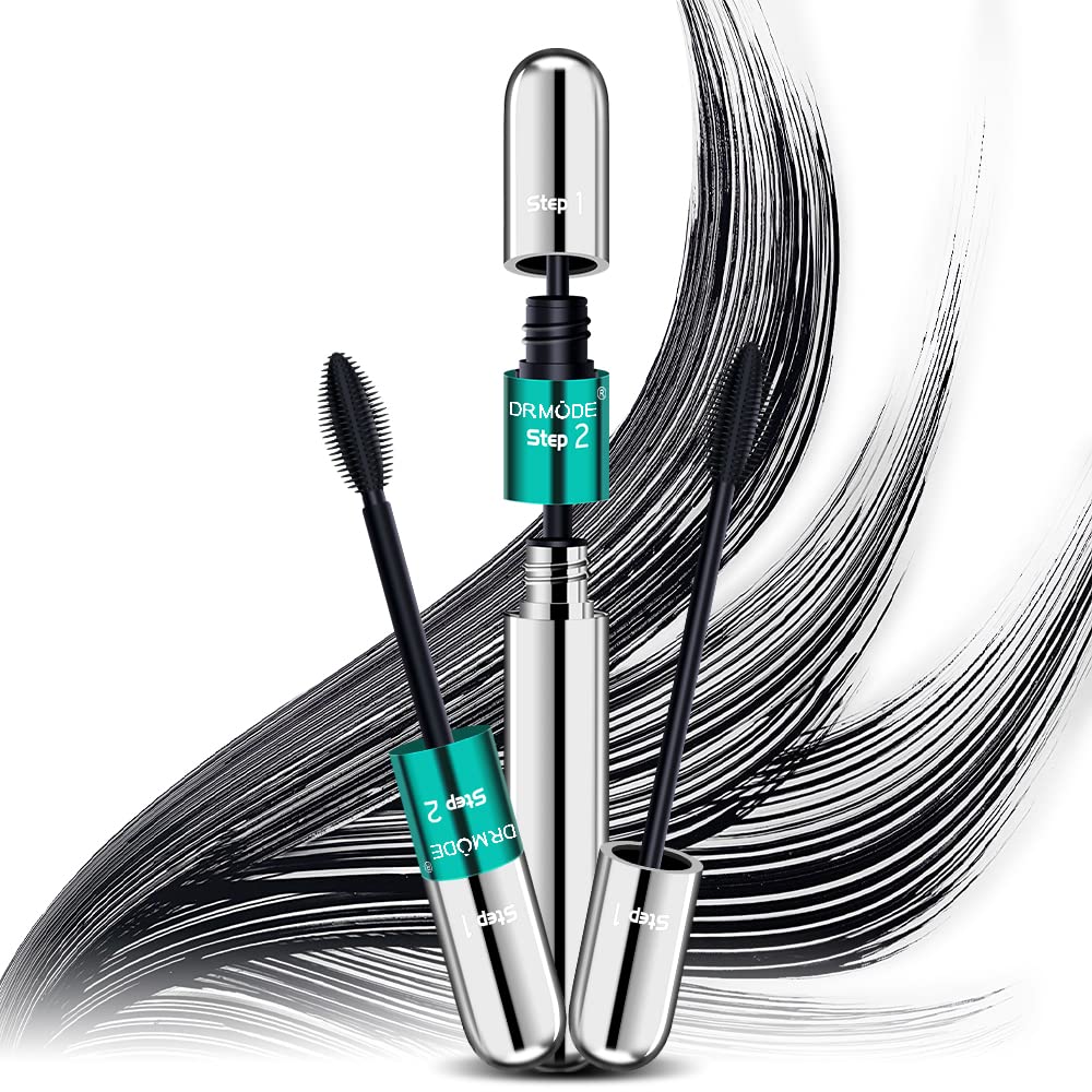 DRMODE mascara placed by sink to show waterproof hold and everyday wear benefit