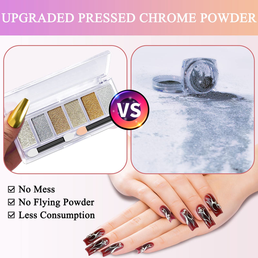 DRMODE nail application in use showing fingertip pressing powder for flawless mirror finish