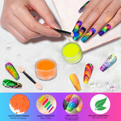 DRMODE Neno in use on gradient nails demonstrating bold neon ombré finish