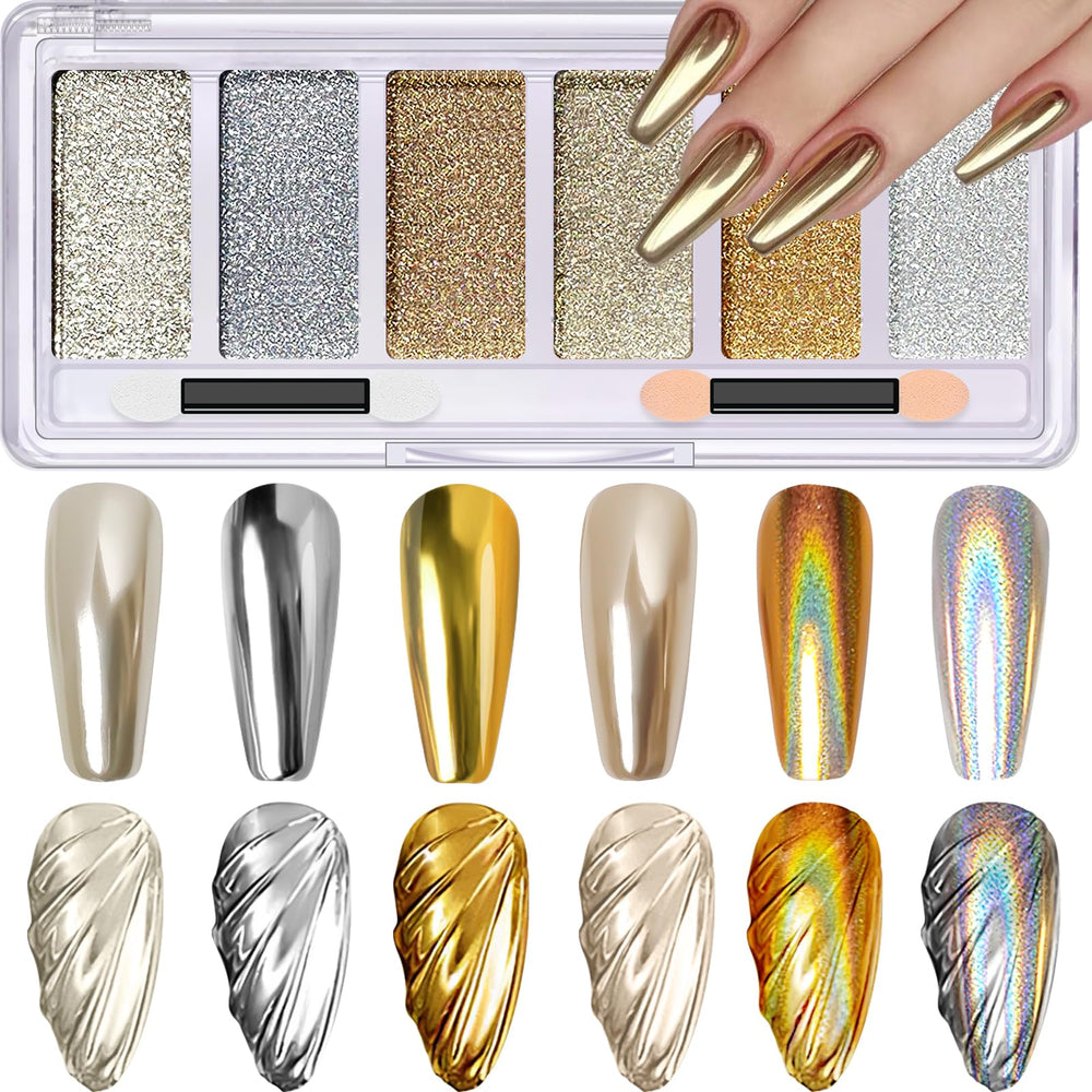 DRMODE palette front view showing six chrome powders and compact case for easy storage