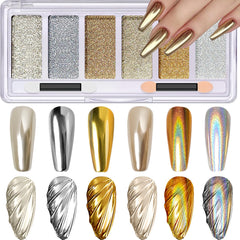 DRMODE palette front view showing six chrome powders and compact case for easy storage