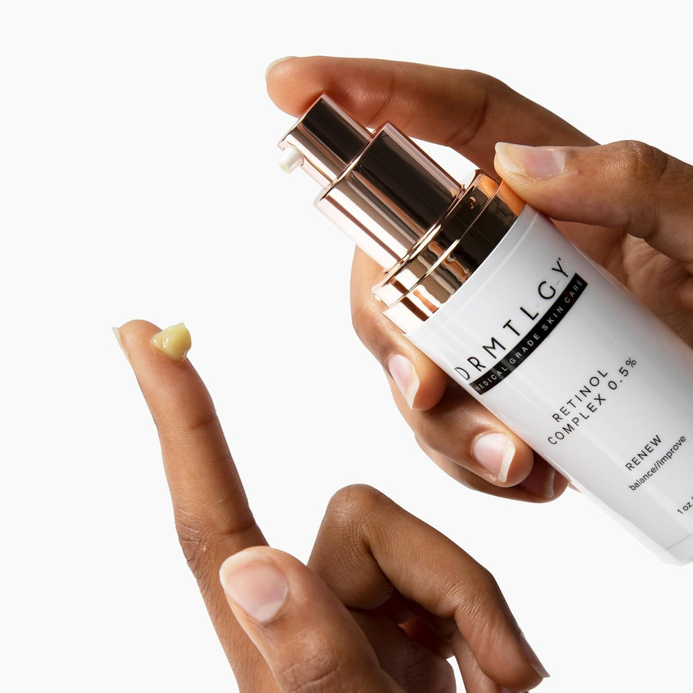 DRMTLGY applied at night in routine to demonstrate simple evening use benefit