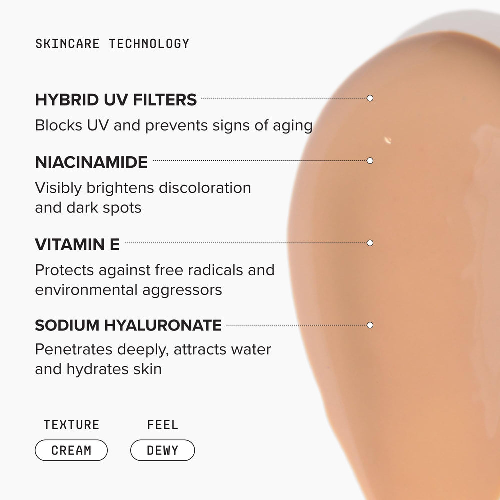 DRMTLGY applied on hand demonstrating easy blending and natural coverage