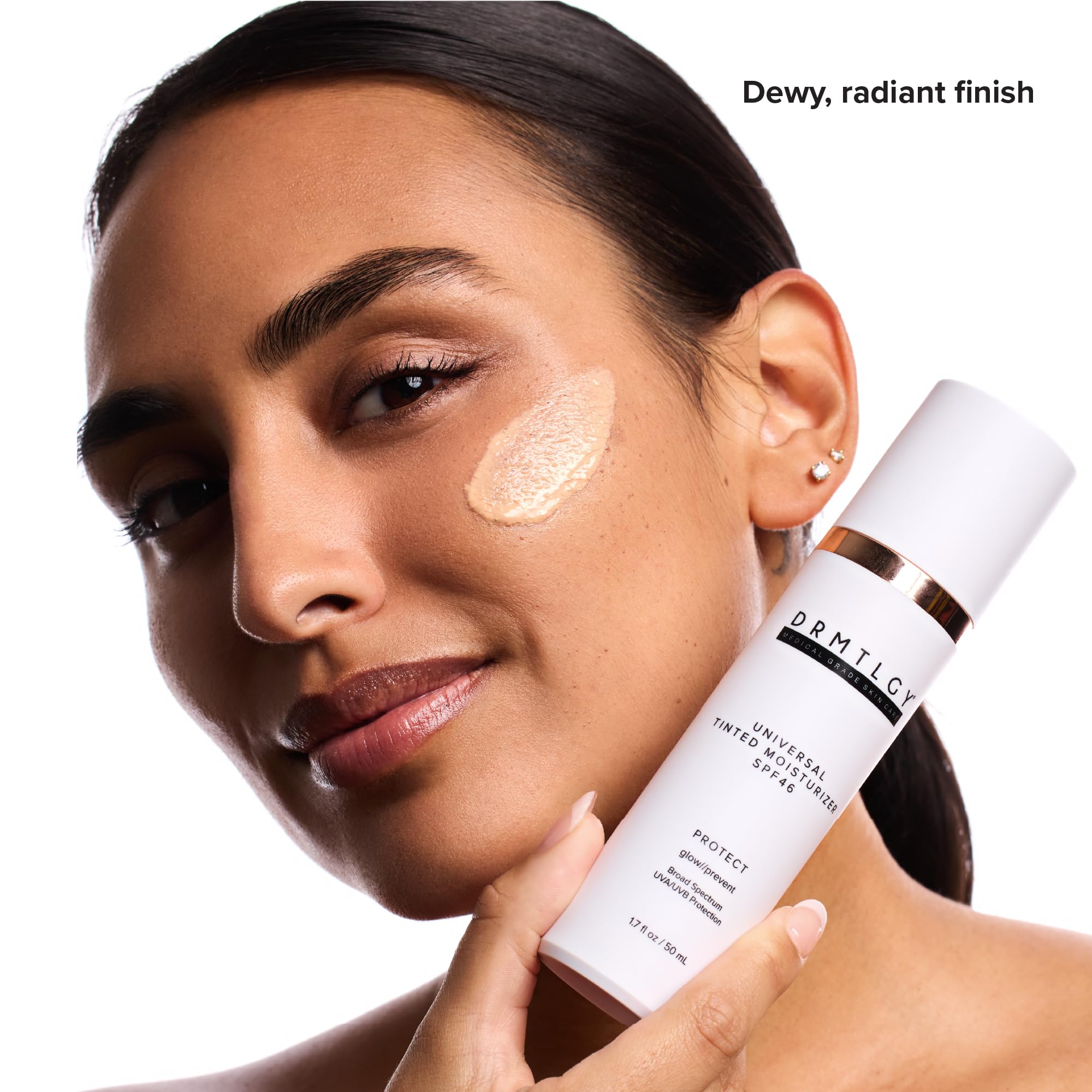 DRMTLGY applied on hand demonstrating blendability and natural coverage