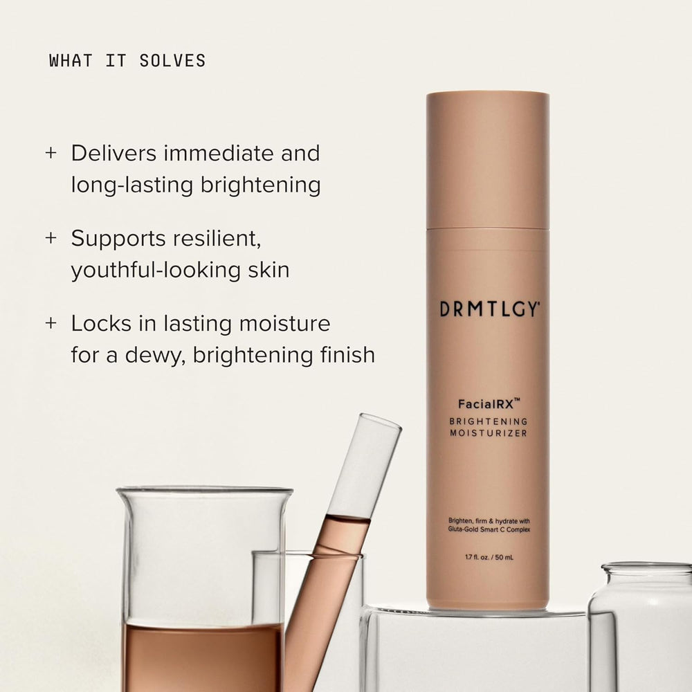 DRMTLGY pump dispensing cream showing lightweight texture for quick absorption benefit