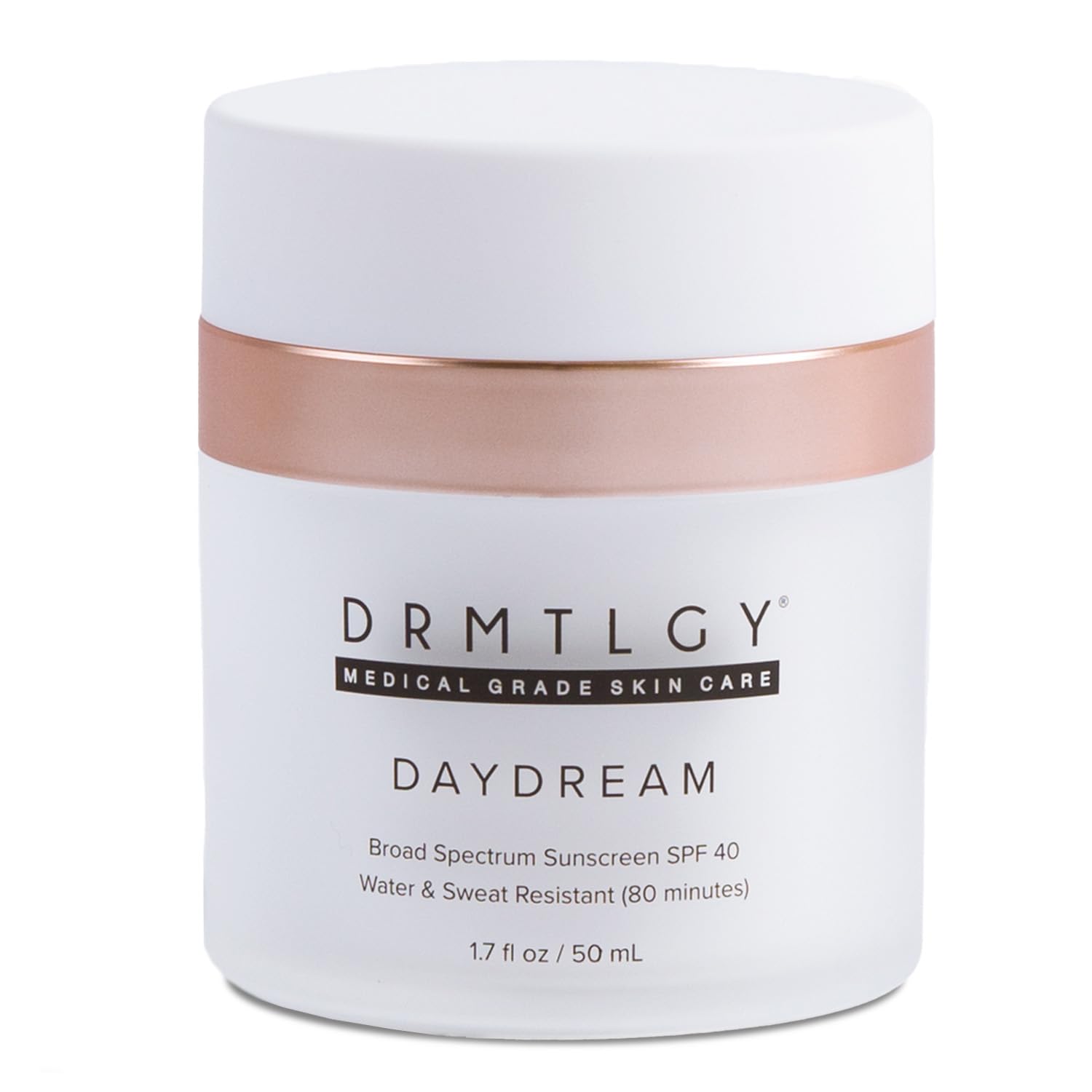 DRMTLGY front packaging showing sunscreen tube and label benefits