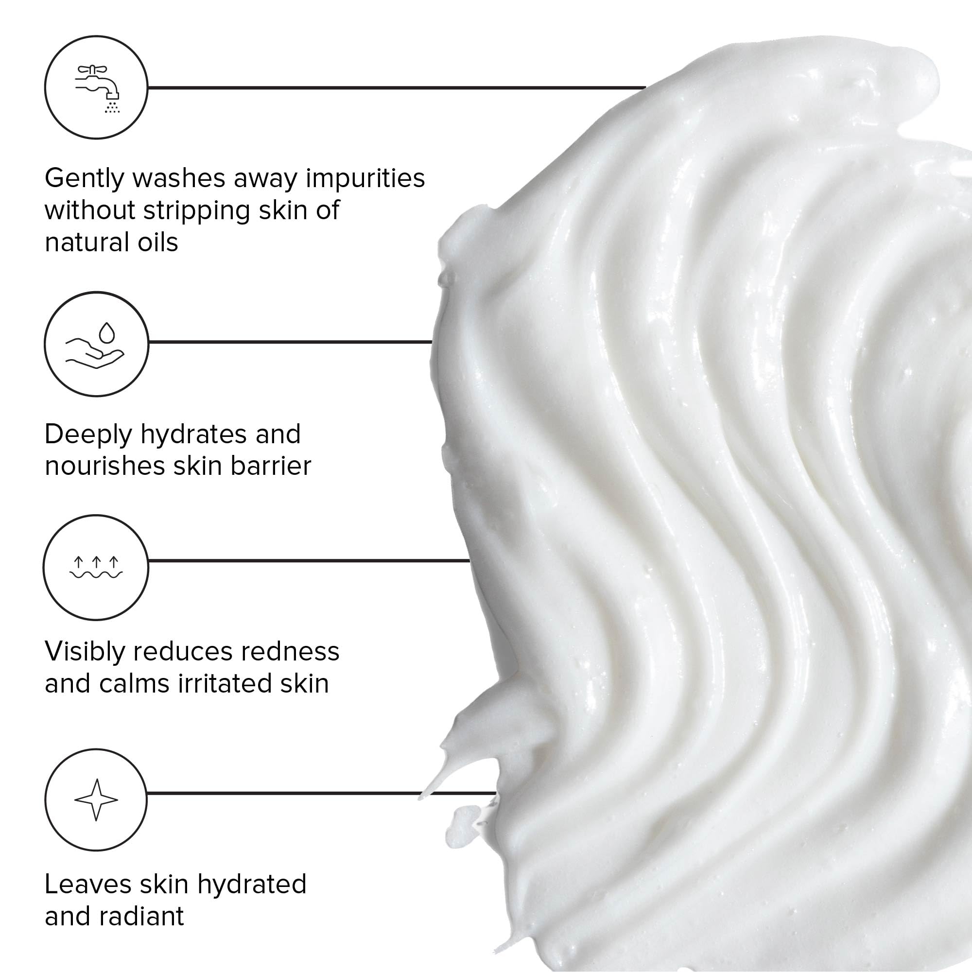 DRMTLGY gOAT cleanser creamy texture closeup illustrating hydrating, non-foaming formula benefit