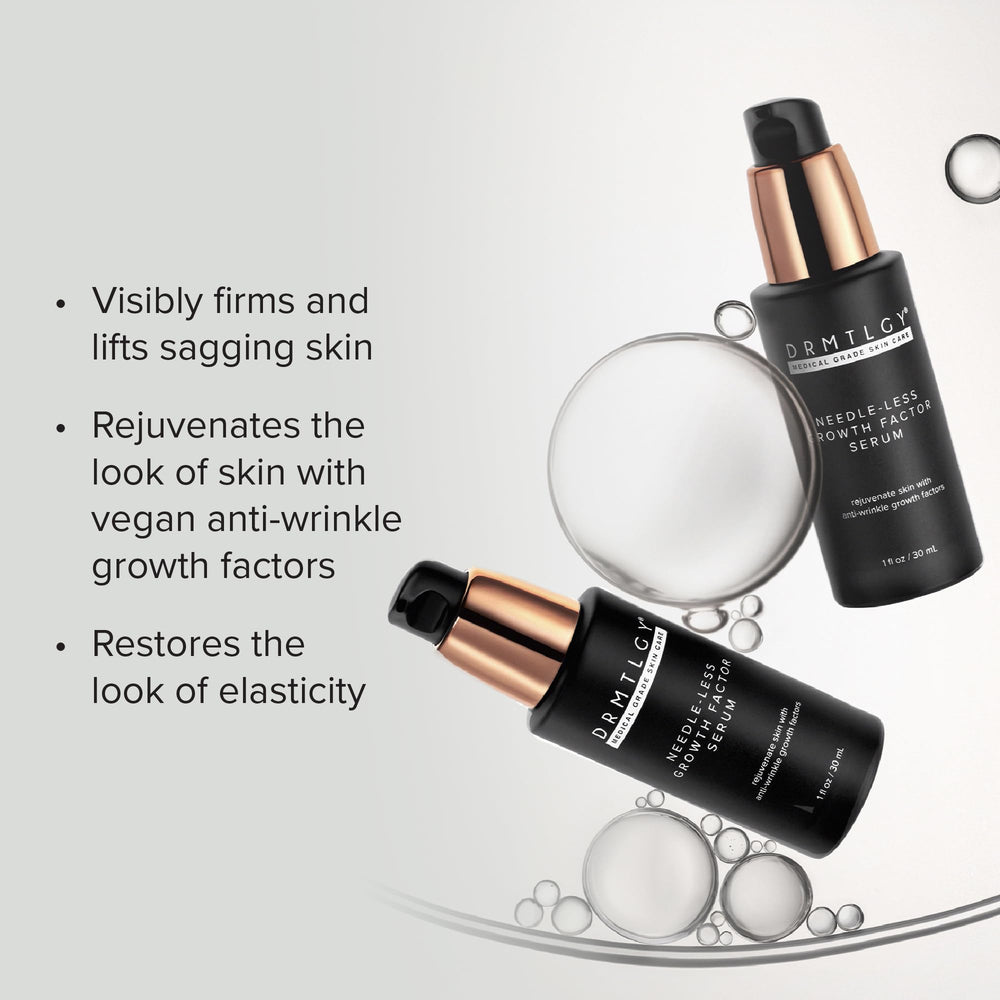 DRMTLGY ingredient label close-up highlighting multi-peptide growth factor blend