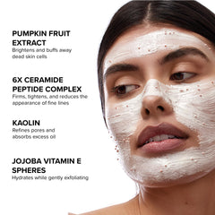 DRMTLGY applying pumpkin enzyme mask on face for at-home spa treatment benefit
