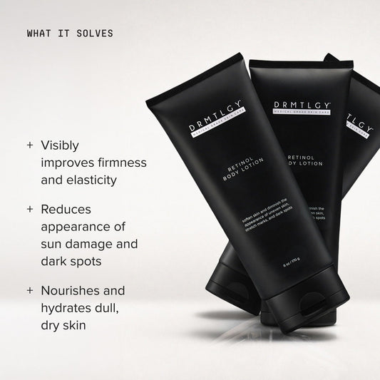 DRMTLGY lotion texture close-up highlighting creamy hydrating consistency