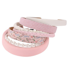 Drnytunk pink headband front packaging showing pearls and floral accents for polished style