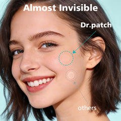 Dr.patch being applied to a cheek to protect and absorb blemish