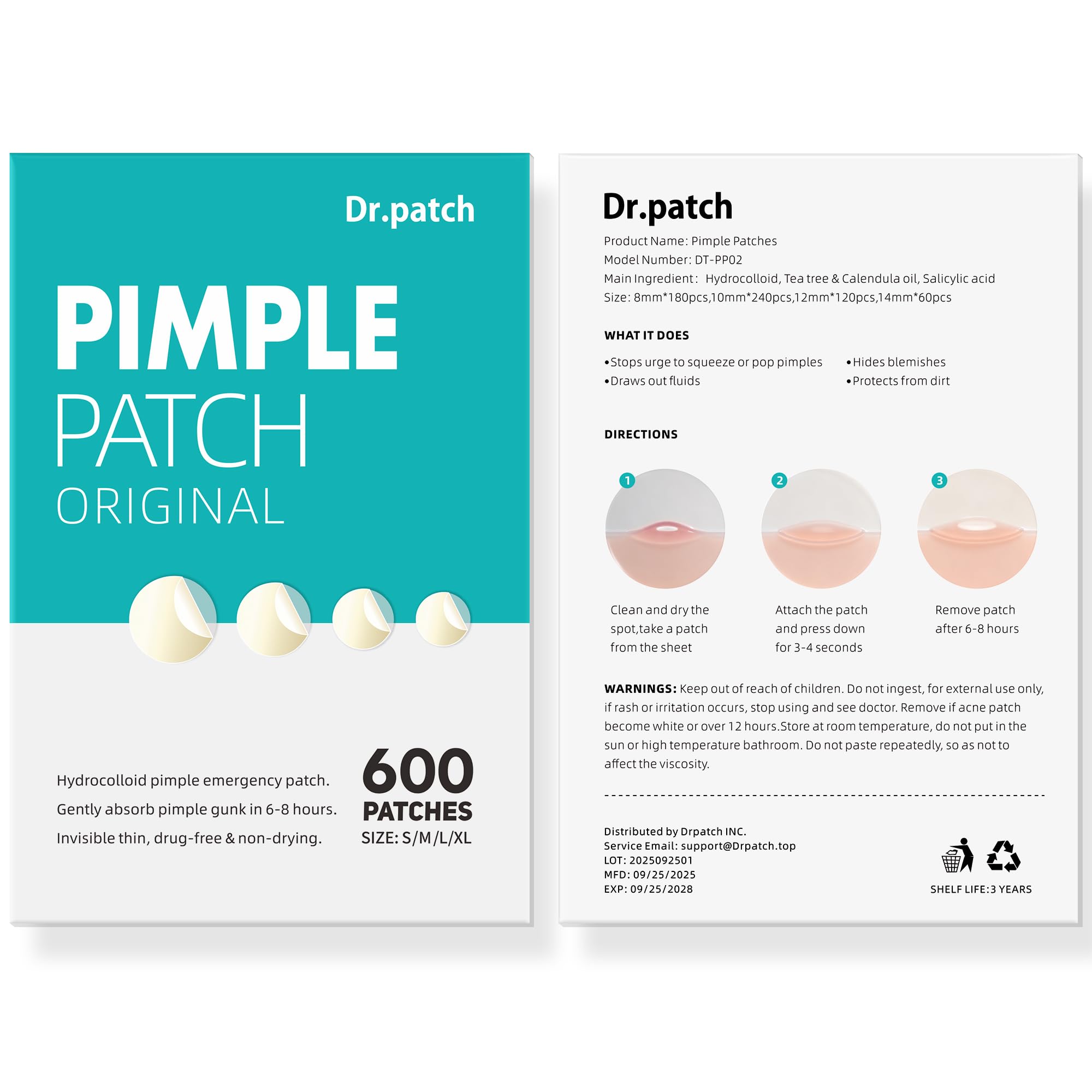Dr.patch next to hand for size and scale comparison convenience