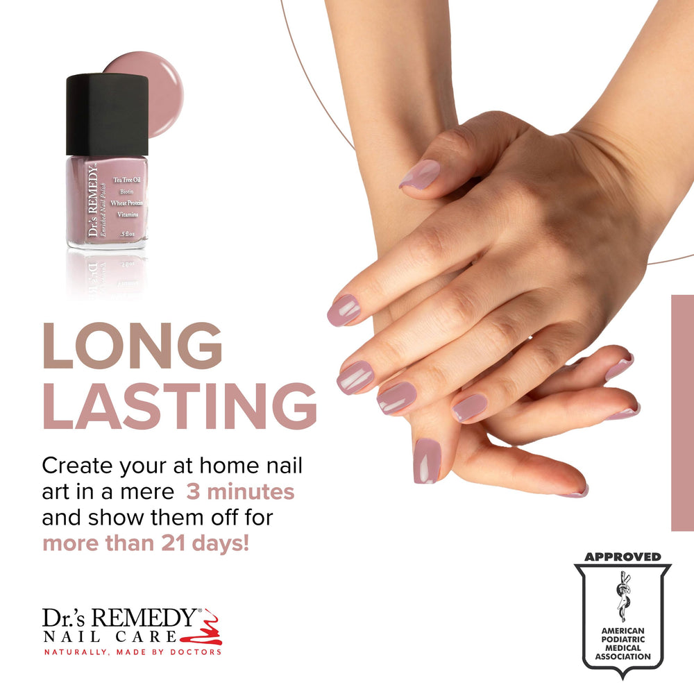 Dr.'s Remedy Resilient Rose swatch on fingertips demonstrating wearable color
