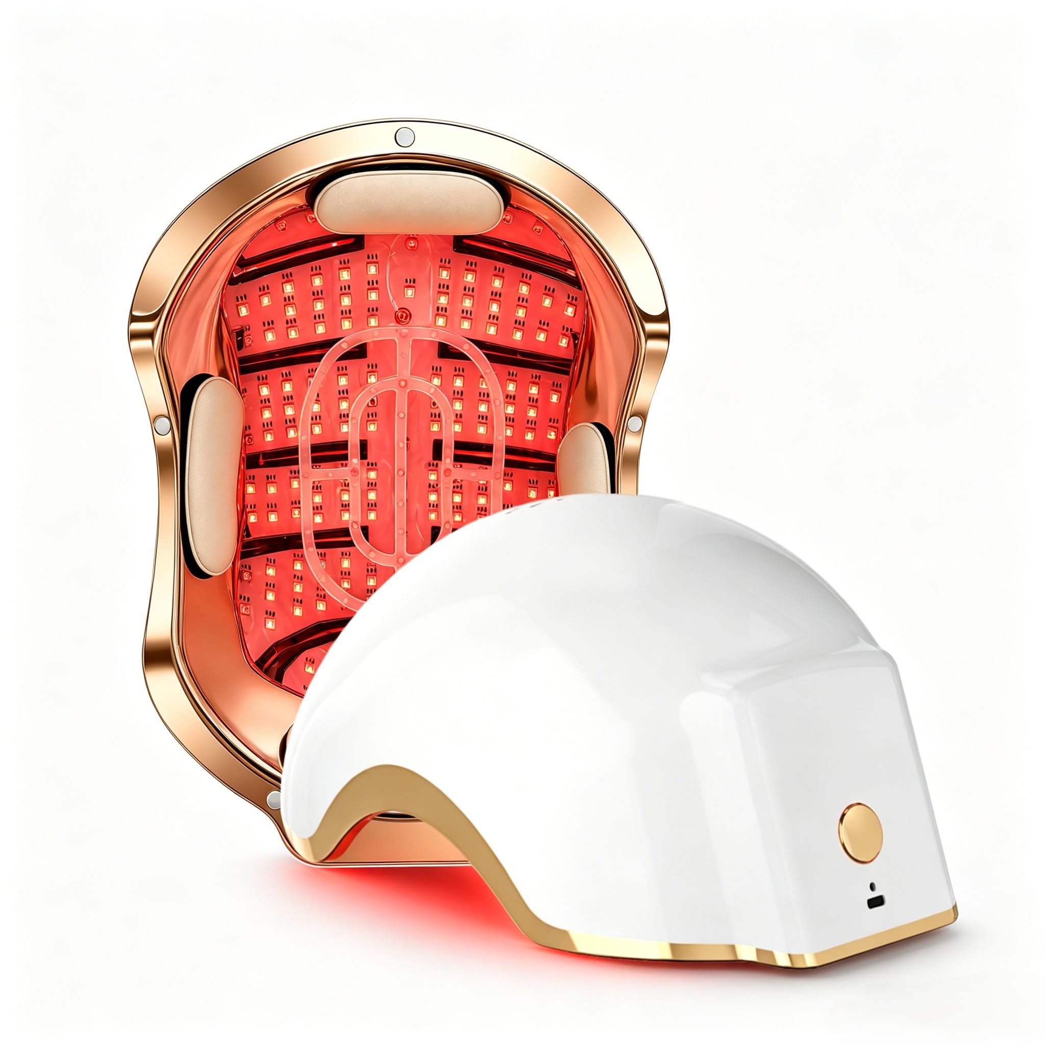 DRTHEORY helmet front view showing full diode array and comfortable fit