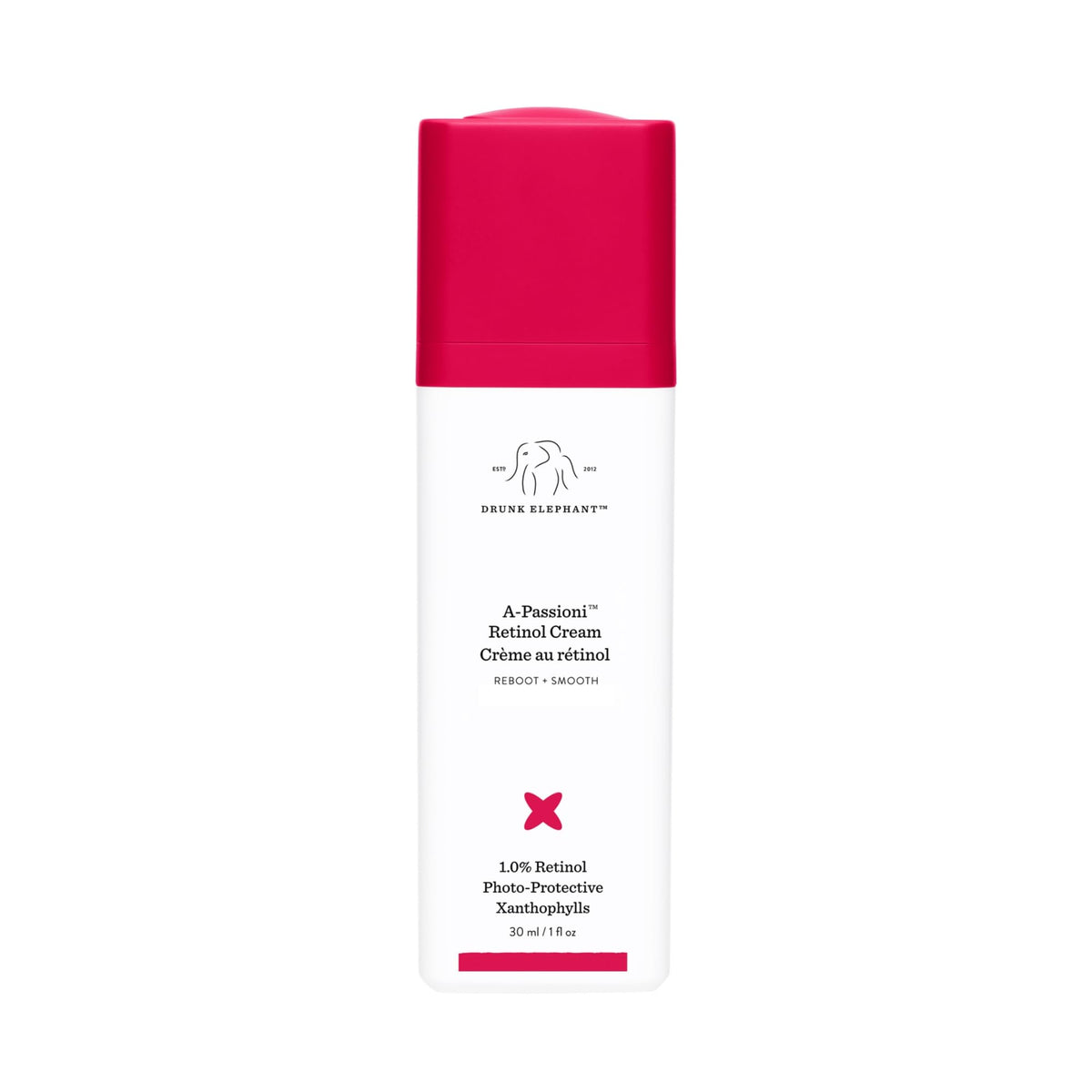 Drunk Elephant front jar view showing sleek packaging and clinical benefit