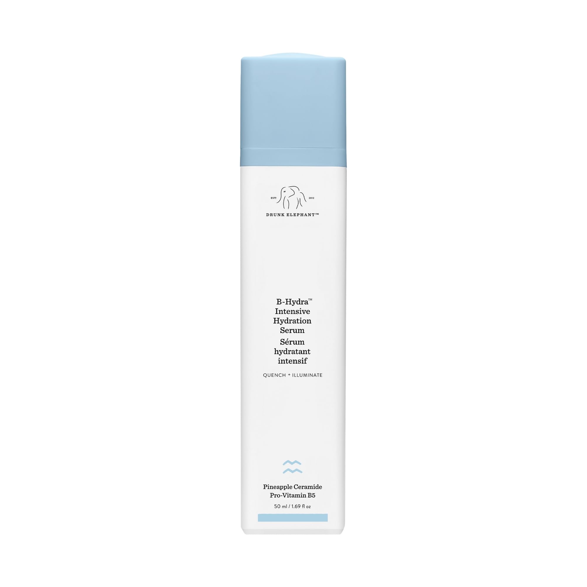 Drunk Elephant front packaging showing product and clean clinical branding for hydration