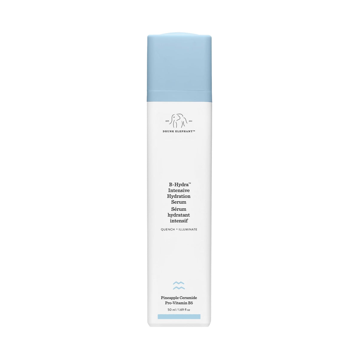 Drunk Elephant front packaging showing product and clean clinical branding for hydration