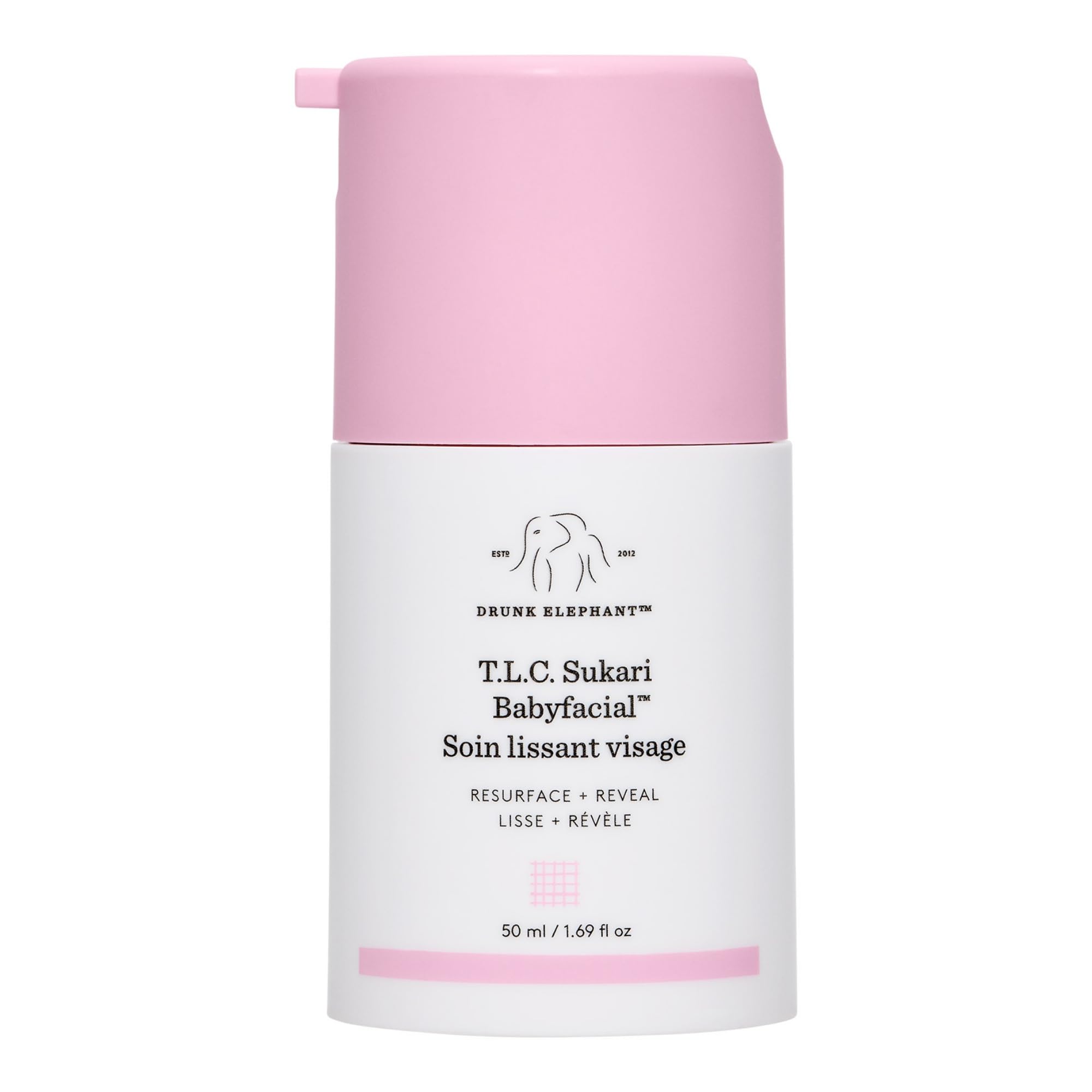 Drunk Elephant jar front view showing clean clinical packaging and product benefit