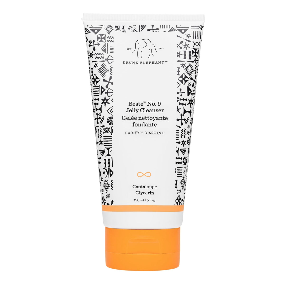 Drunk Elephant bottle front packaging showing clean label and travel size benefit