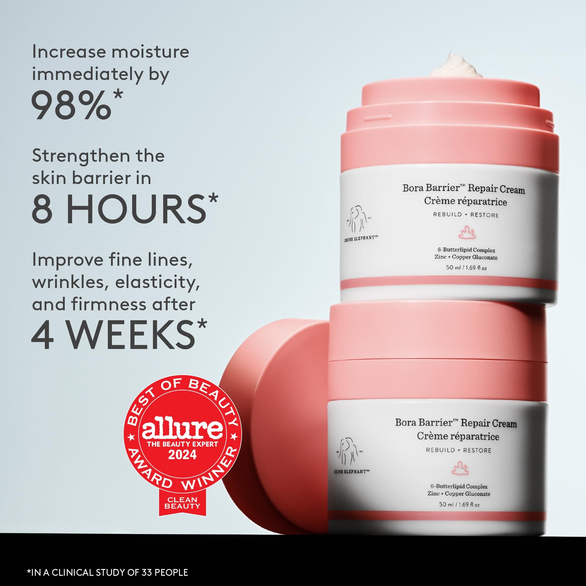 Drunk Elephant Bora Barrier open jar texture highlighting rich cream