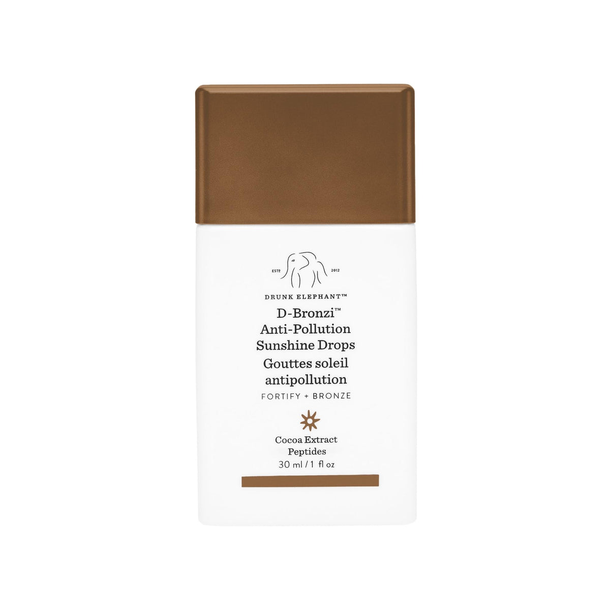 Drunk Elephant front bottle showing product and label for quick recognition and benefit