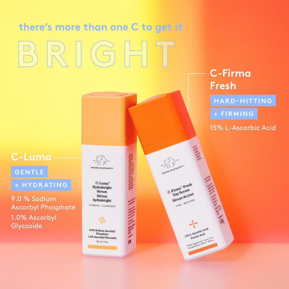Drunk Elephant ingredients label highlighting vitamin C blend