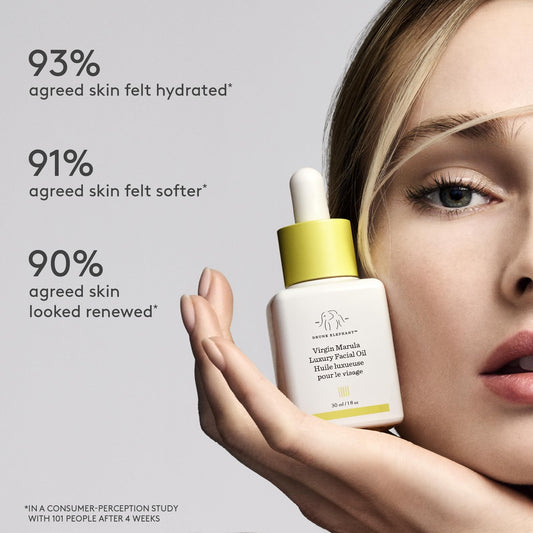 Drunk Elephant dropper releasing a precise oil drop for easy application benefit