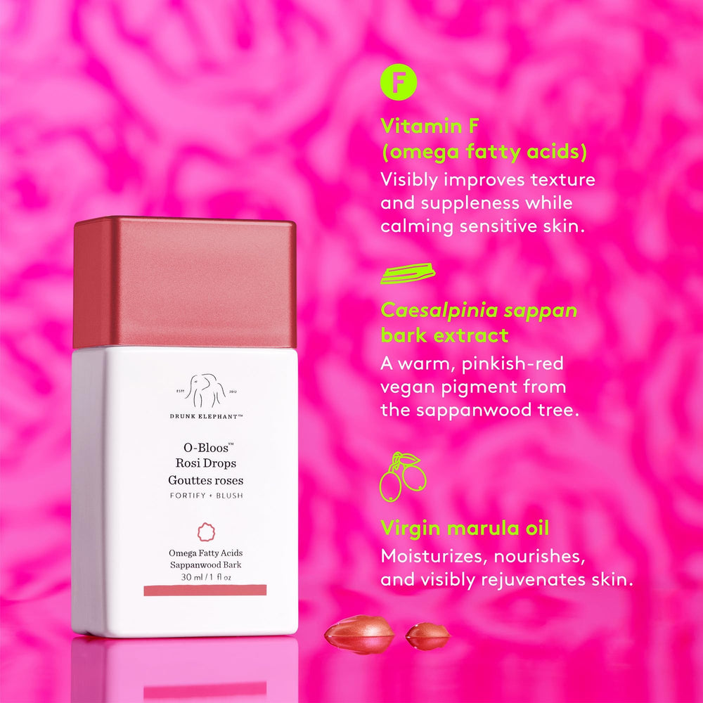 Drunk Elephant O-Bloos mixed with moisturizer in hand demonstrating how to create a rosy blend