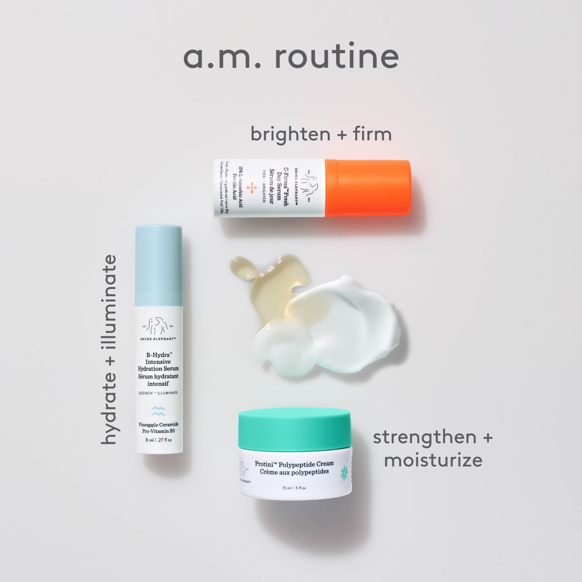 Drunk Elephant Protini cream open jar with product on finger showing firming hydration benefit