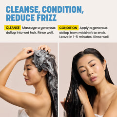 Drybar travel bottle beside full-size showing comparison and trial-size benefit