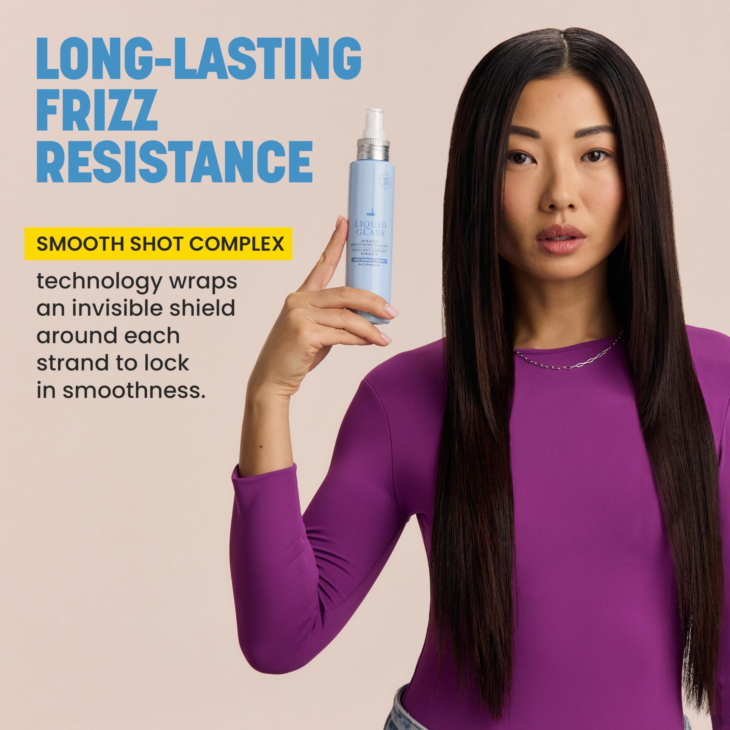 Drybar travel bottle next to a full-size for scale and convenience benefit