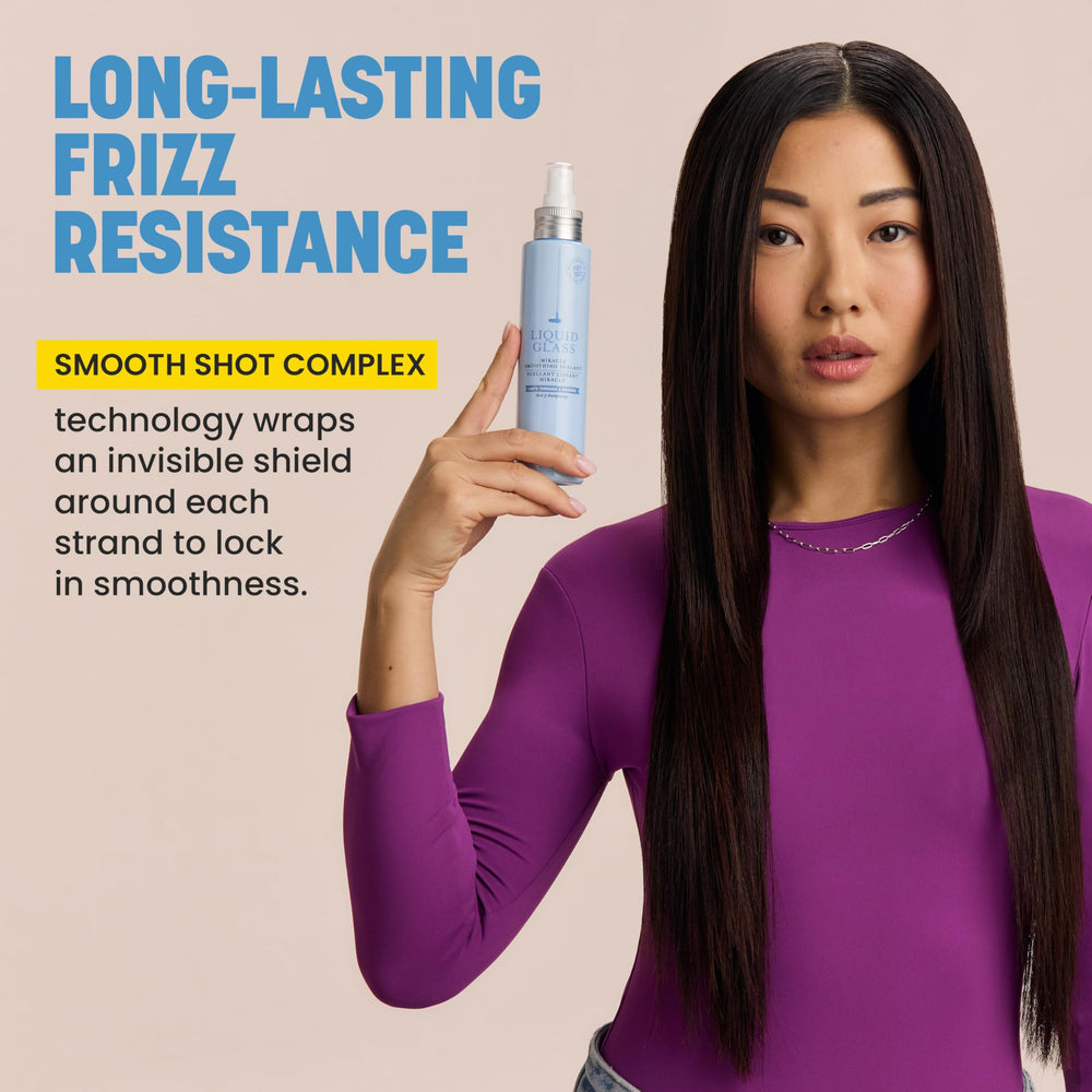 Drybar travel bottle next to a full-size for scale and convenience benefit