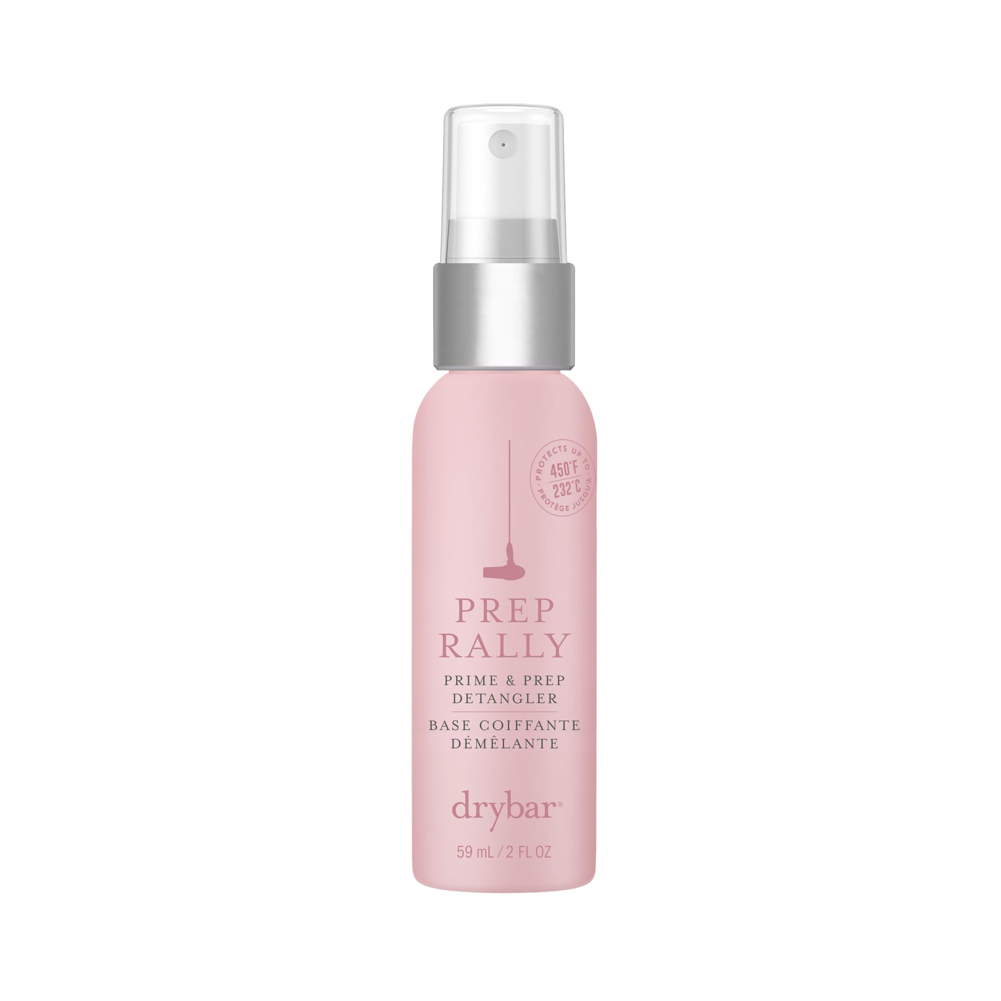 Drybar Prep Rally front packaging shows compact travel bottle and benefits