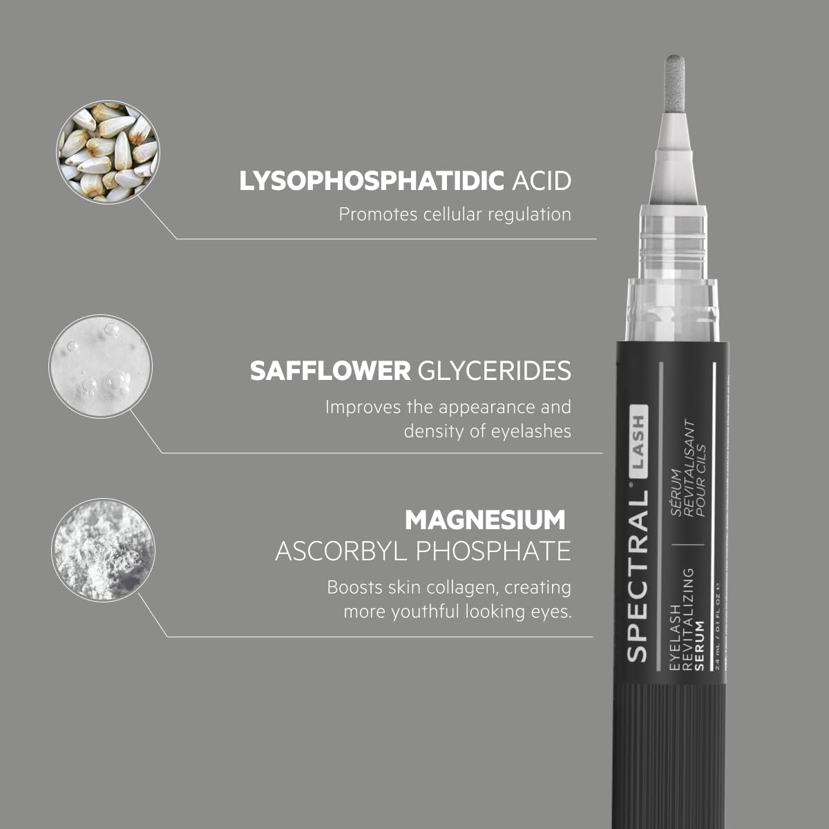 DS Laboratories Spectral.LASH bottle with ruler showing compact travel size